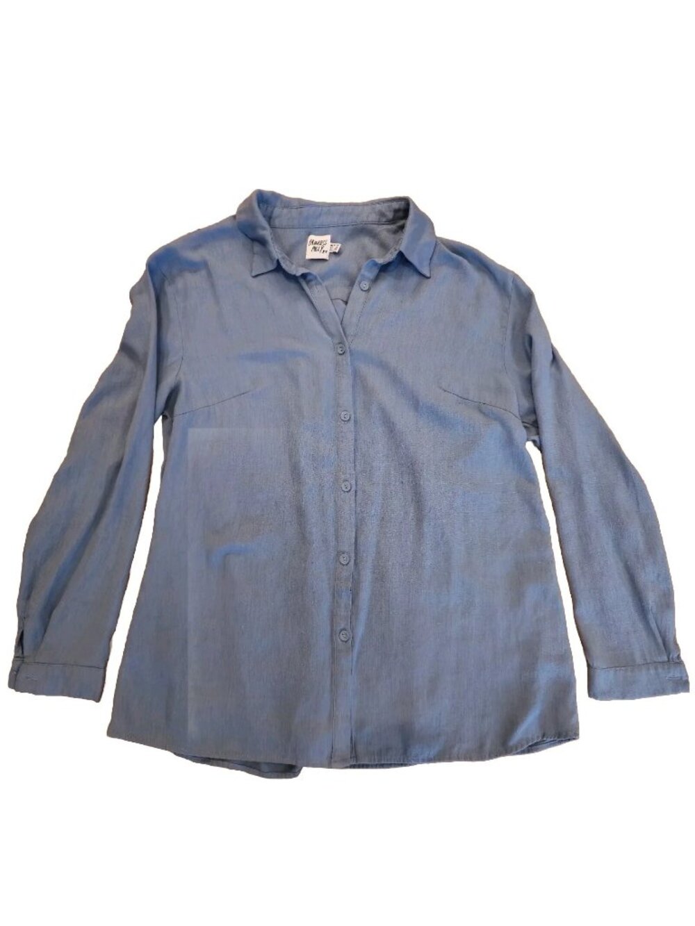 Princess Polly Womens Sz 6 Blue Linen Blend Button Up Blouse